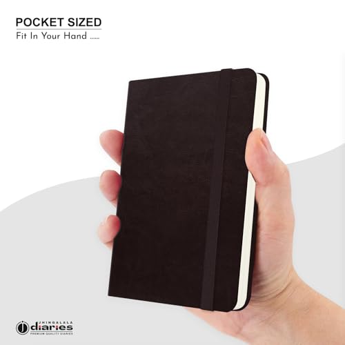 Image of Jhingalala Diaries - Hardbound Leather Cover Pocket Size Corporate Executive Diary Notebook I Pocket Diary For Men and Women I A6 Size I 80gsm Paper I 192 Ruled Pages (Dark Brown)