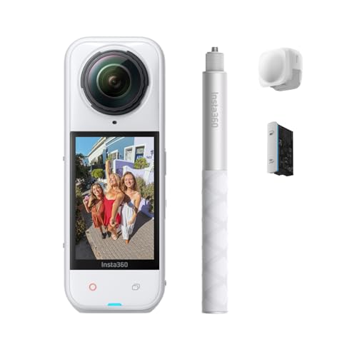 Image of Insta360 X5 Starter Bundle Satin White - Waterproof 8K 360 Action Camera, Leading Low Light, Invisible Selfie Stick Effect, Rugged & Replaceable Lens, 3-Hour Battery, Clear Audio, Stabilization