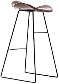 XGQ Nordic Design Tapizado PU Almohadilla de Cuero Base de Metal Contador de la habitación Taburete de Bar (Negro) (Color : Coffee)