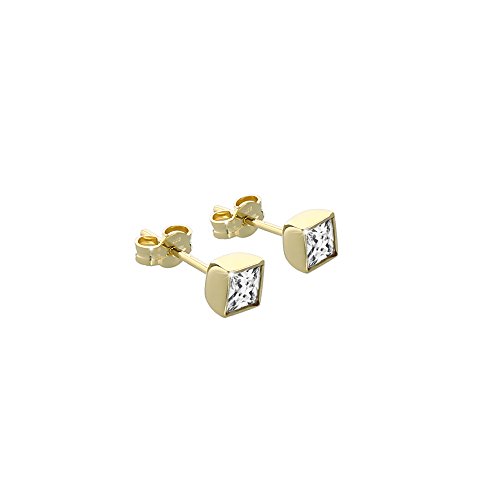 Paire clous d'oreilles 333 or jaune NKlaus anti irritation pour oreilles sensibles homme femme