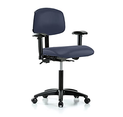 Image of Perch Multi-Task Office Chair with Adjustable Armrests | Medium Bench Height 20-27 inch | Imperial Blue Vinyl