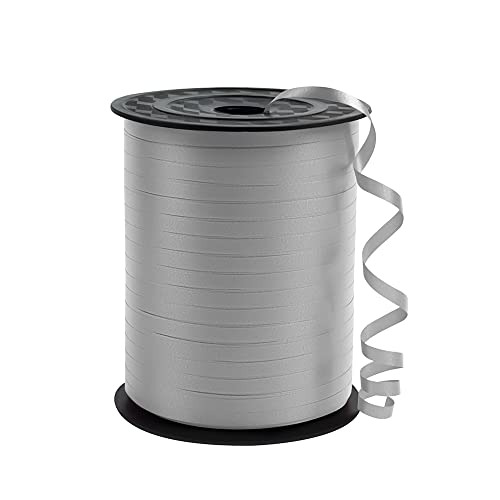 KMER LIFE Premium Silver Curling Ribbon 1/5 Wide x 500 Yards Christmas Curling Ribbons for Gift Wrapping Party Decoration Balloon String Ribbons for Florist Flower (1 Roll)