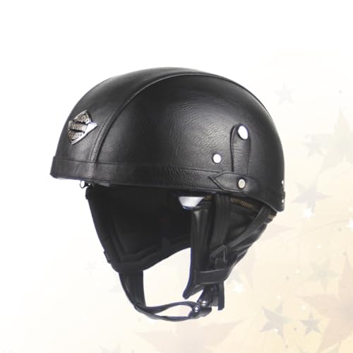 Casco abierto de motocicleta retro en cuero y ABS para adulto en scooter 6