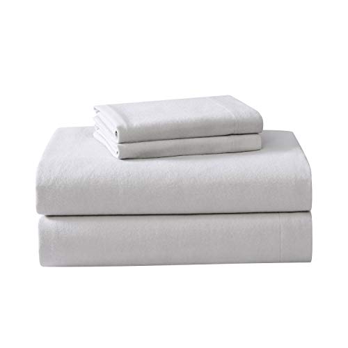 Image of Laura Ashley - Flannel Sheets Full Size, Anti-Pilling & Wrinkle Resistant Cotton, Touchably Soft for All-Season Comfort - Bed Sheets with Matching Pillowcases & Fitted Sheet (Cloud Grey)