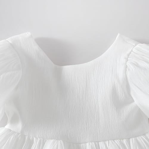 Tutu.kk Toddler Girls Summer Dress Puff Short Sleeve V-Neck Back Dress for Birthday Party Outfits 1-8Y3