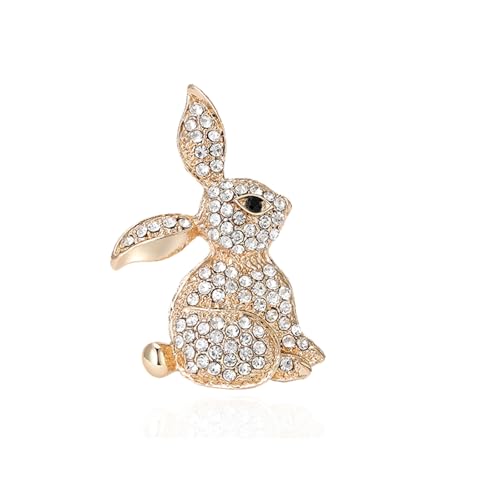 Image of Cute Rabbit Brooch Pin for Women Fashion Crystal Bunny Lapel Pin Easter Holiday Party Accessories