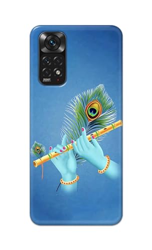 Image of Plastic Printfidaa Printed Hard Back Cover Case For Mi Redmi Note 11 4G Back Cover (Flute In Krishna Hands) -112