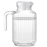 MGE - Jarra Cristal con Tapa - Botella Agua Nevera - Botella de Agua de Cristal para Jugo Caliente/Frío, Té, Leche y Café - Jarra Agua, Té, Zumo de Frutas, Limonada - Botella Vidrio 1,5 Litros