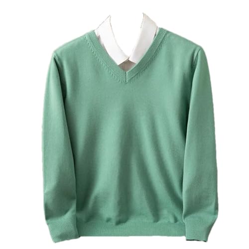 Men's Sweater V-Neck Pullover Cashmere Knitted Bottom Jumper Casual Long Sleeve Pullover Tops