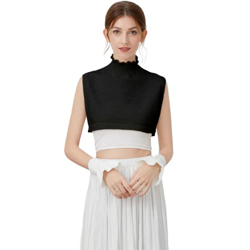 SUZALA Womens Knitted Fake Collar Detachable  Collars Dickey Collar for Blouse FloralKnit-Black