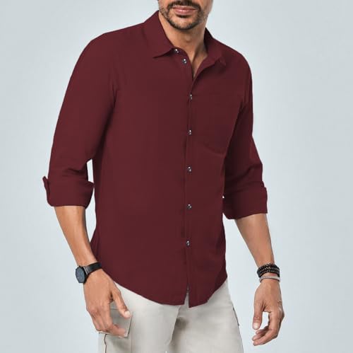 Image of TAGDO Men's Cotton Blend Full Sleeve Solid Shirt with Pocket (5169)