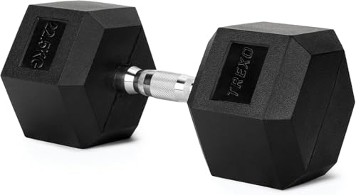 TREXO Mancuerna Hexagonales Duradera de Hierro Fundido 2,5-35 kg con Revestimiento de Goma para Gym en Casa con Mango Ergonómico Mancuerna Hex Estable y Versátil