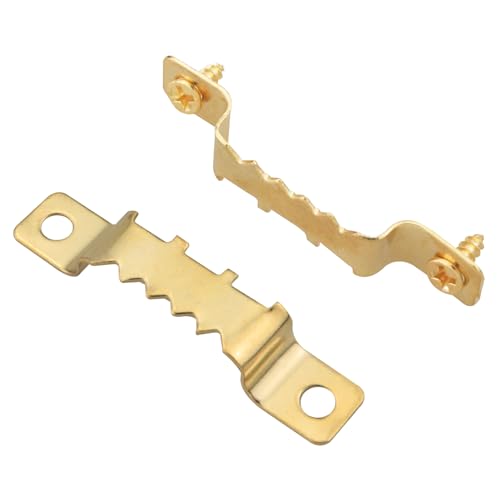 Image of 20PCS Backsplash Serrated Hanging Clip 40 Screws Picture Frame Metal Serrated Hanging Clip Bow Straight Hanging Serrated for Hanging Heavy Canvas Photographs Clocks Artwork Wooden Frames