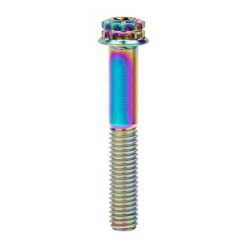 Image of Titanium Flange 12 Point Head M8 x15 20 25 30 35 40 45 50 55 60 65mm Screw Bolt Pack of 4 (M8x50mm, Rainbow)