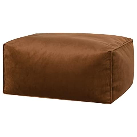 Gouchee Home Roll Velvet Ottoman/Pouf Multi-Function Lounger Stool Footrest with Filling Copper Cover