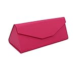 Real Sic Glasses Case for Men and Women - Magnetic Folding Hard Shell Sunglass Holder - Vegan Leather Eyeglass Protector, Variety of Styles Inspired by Solid Color - (Fuchsia)