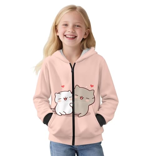 Hooded Sweatshirt for Kids Girls Fleece Lined Zip up Hoodie with Pockets Pullover Winter Coat Jackets Size 6-16
