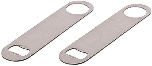 Bartender Bottle Opener, Flat Bar Blade Bottles Opener Stainless Steel with Round & Oval Design Features for Any Bottle Open, Easy to Use and Clean, Kitchen, Bar, Resturant Tool (2)