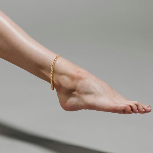 14K Gold Ankle Bracelets Gold Bracelets for Women The Style Of Hip-Pop Ankle Bracelet for Women Non Tarnish 9,10,112