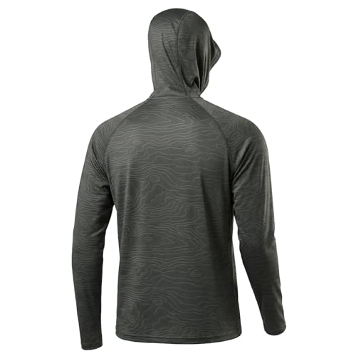 LOOGU Men's UPF 50+ Sun Protection Hoodie Shirt Long Sleeve Rash Guard SPF T-Shirts for Fishing Hiking Green-wood 5X