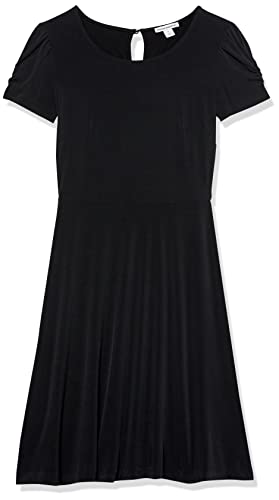 Image of Amazon Essentials Women's Gathered Short Sleeve Crew Neck A-line Dress (Available in Plus Size)