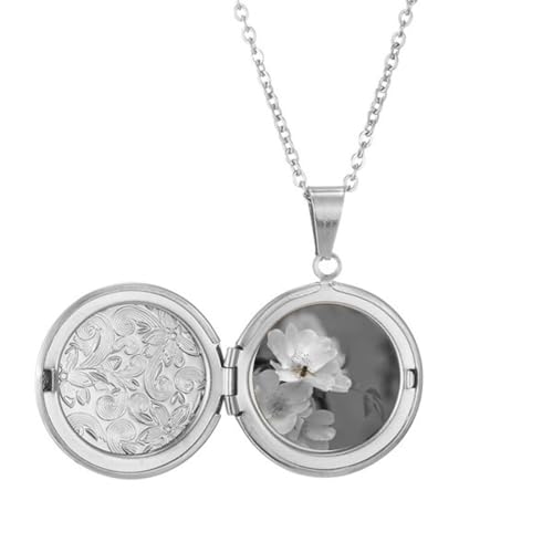 Collier avec médaillon à fleurs noires et blanches bijoux femme