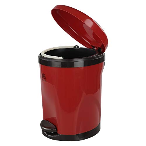 Caneca de basura circular con pedal 8.3 L roja miniatura 2