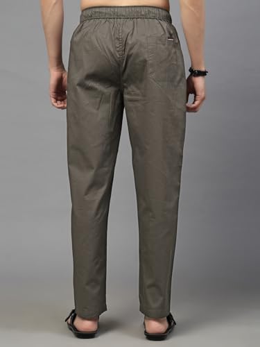 Image of Majestic Man Comfort Fit Solid Cotton Casual Lounge Pyjama with Elastic Waist, Drawstring & Zip Closure
