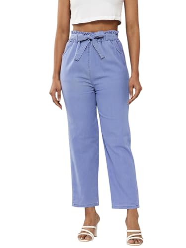Jean en denim bleu Aarika femme stretch anti-déformation taille haute