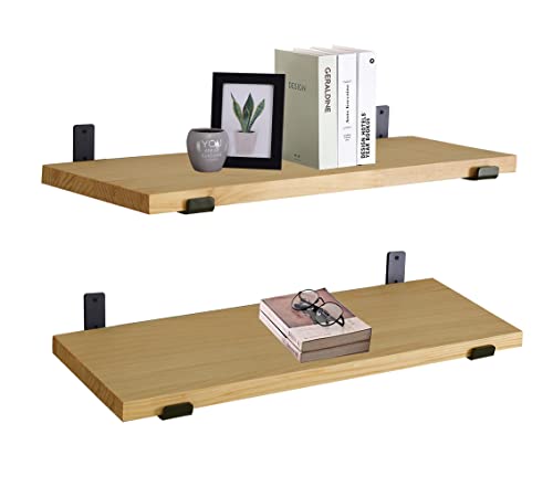 Exclusive Discount 80% Offer Wood Wall Mounted Large Floating Shelves L23.6 x W7.08 Decor Shelves for Living Room, Bedroom, Kitchen (Original Wood 4 Pack)