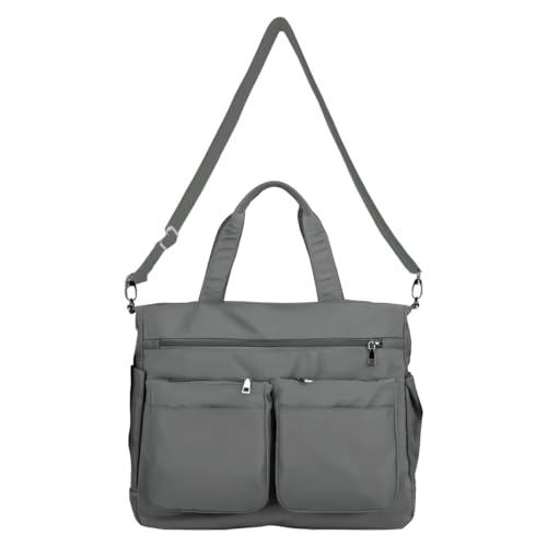 Bolsa Grande Feminina Sacola Alça De Ombro Moderna Com Ziper Trabalho Passeio Faculdade (CINZA)