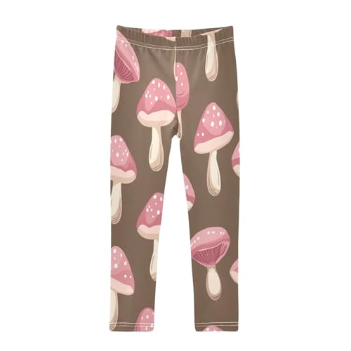 Toddler Girls Leggings Printed Yoga Pants Leggings Red Mushroom for Kids