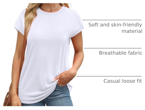 Image of Alaroo Womens Summer Tops Short Sleeve Shirts Crew Neck Cute Trendy Tunic Blouses (S-3XL)