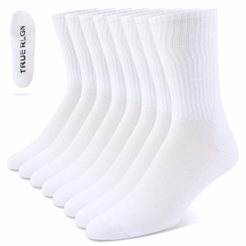 True Religion Mens 8 Pairs Crew Socks for Men Premium Athletic Men's Socks, Shoe Size 8-12