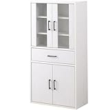 ワイエムワールド 食器棚 一人暮らし向け スリム ロータイプ 高さ120cm ガラス扉 ホワイトオーク 00-374