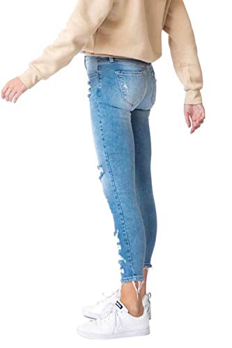 Kancan Jeans Women's Five Pocket High Waist Distressed Denim Jean - KC83733