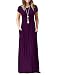 AUSELILY Women's Round Neck Short Sleeves A-Line Casual Dress with Pocket Purple Large