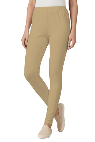 Image of Women's Cotton Lycra Ankle Length Leggings | Regular Rise, Soft 4 Way Stretch Fabric | Casual & Ethnic Wear