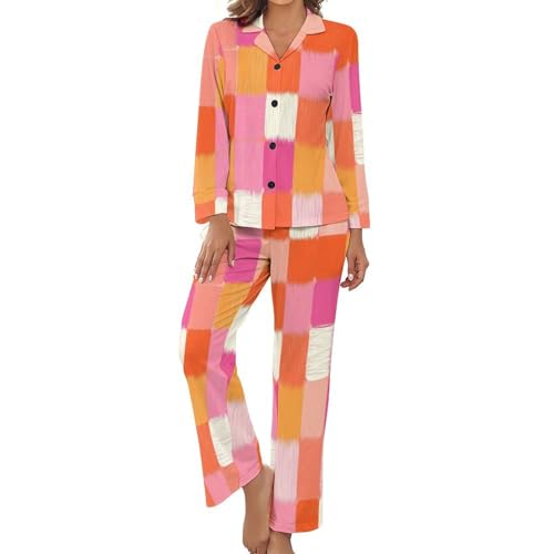 Pyjama femme grande taille avec chemise boutonnée et pantalon