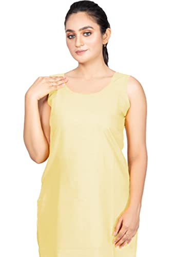 Image of Women's Cotton Long Camisole for Kurti /Suit Slip /Long Inner /Samij for Women Sameej /Knee Length Inner Wear /Sameez /Kurti Slip /Round Neck /Invisible