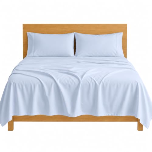 Image of SGI bedding 100% Egyptian Cotton Sheets Queen Size - 600 Thread Count Sheets Set, Soft, Cooling, 15 inch Deep Pocket, Luxury Hotel Bedding, Breathable, Durable - Light Blue