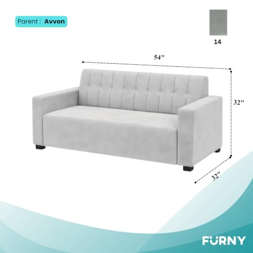 Image of FURNY Luxora 2 Seater Fabric Sofa Set (Light Grey) with Velvet Finish | Durable Comfort | Ideal for Living Room. | Breathable material