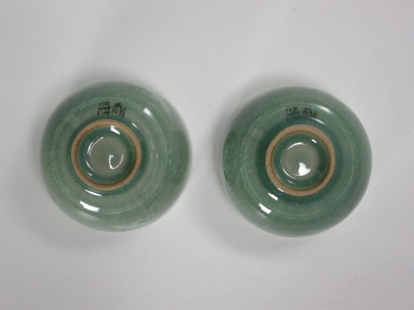 Amazon.co.jp: 人間文化財 柳海剛 高麗青磁象嵌雲鶴文煎茶組湯呑