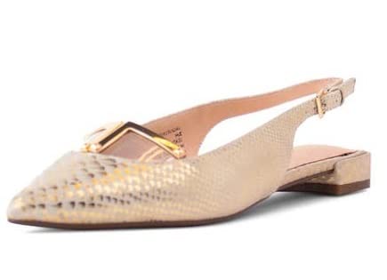 Cecelia New York Jacqueline Slingback Pointed Toe Flats Gold Snake