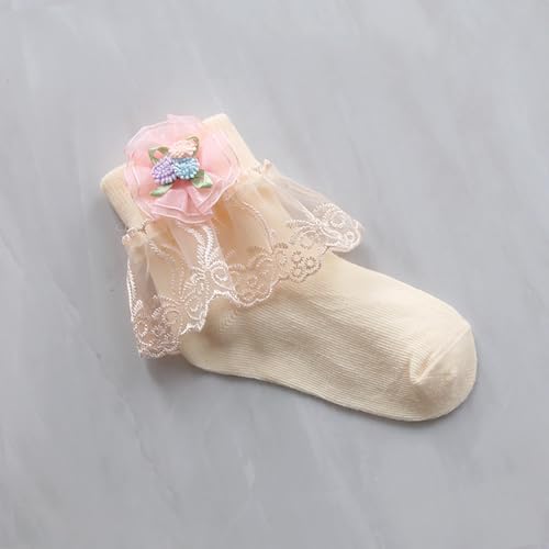 7 Pairs Kid Girls Frilly Dress Socks Cute Flower Bowknot Lace Princess Socks Casual Lightweight Ankle Crew Socks3
