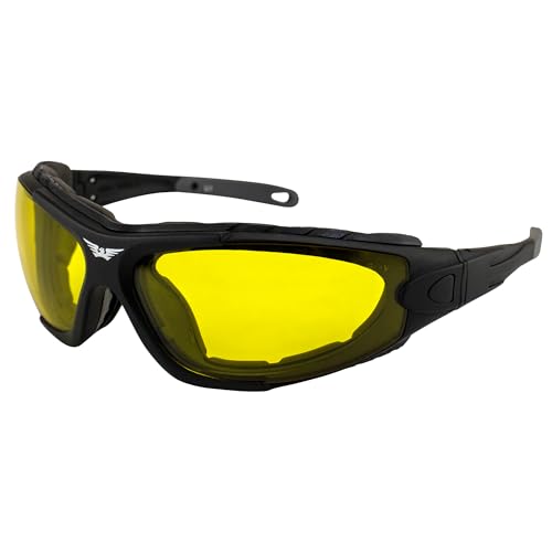 Global Vision Shorty 24 Motorcycle Sunglasses Kit Black Frame Yellow to Smoke Transforming Lens ANSI Z87.1