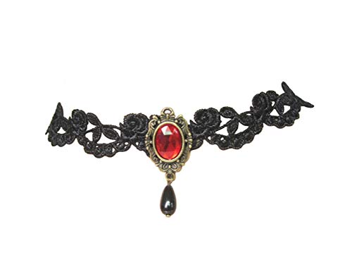 Charm.L Grace Black Flower Lace Gothic Lolita Beads Pendant Choker Necklace