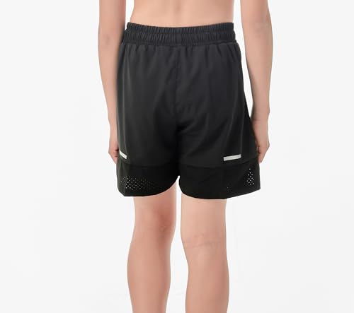 IRELIA 2 Pack Boys Box Brief Liner Compression Zipper Pocket Shorts Kids Quick Dry Active Sports Shorts with Reflective Strip BLG 18-20 Black/Light Grey - image 5