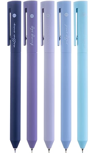 Image of DIVERSEBEE Gel Ink Pens Assorted Colors, 0.5 mm Fine Point, Bible Pens No Bleed Through with Cute Fine Tip, Bible Study Journaling Supplies Set, 5 Pack (Blue)