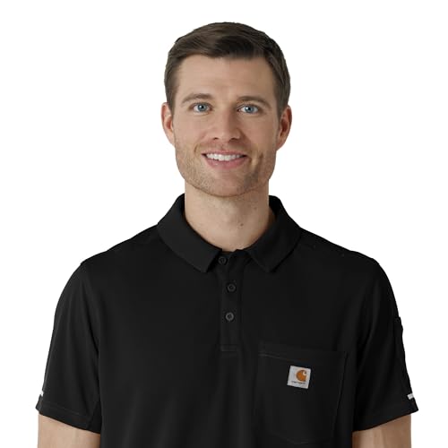 Carhartt Cross-Flex Scrubs for Men, Chest Pocket V-Neck Scrub Tops Black - image 4